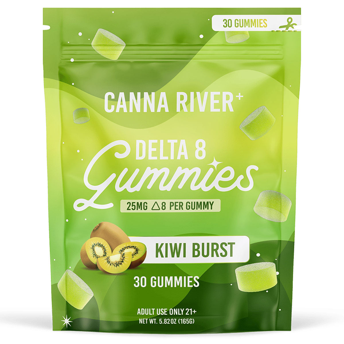 Canna River Delta 8 Gummies 25mg 30 Count - Kiwi Burst