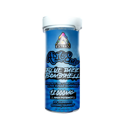 Delta Extrax Adios MF THCa Live Sugar 12000mg Gummies - Blue Razz Bombshell